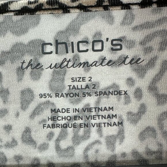 Chicos Top Womens Large The Ultimate Tee Animal Print Stretch Knit Long Sleeve - Picture 3 of 6